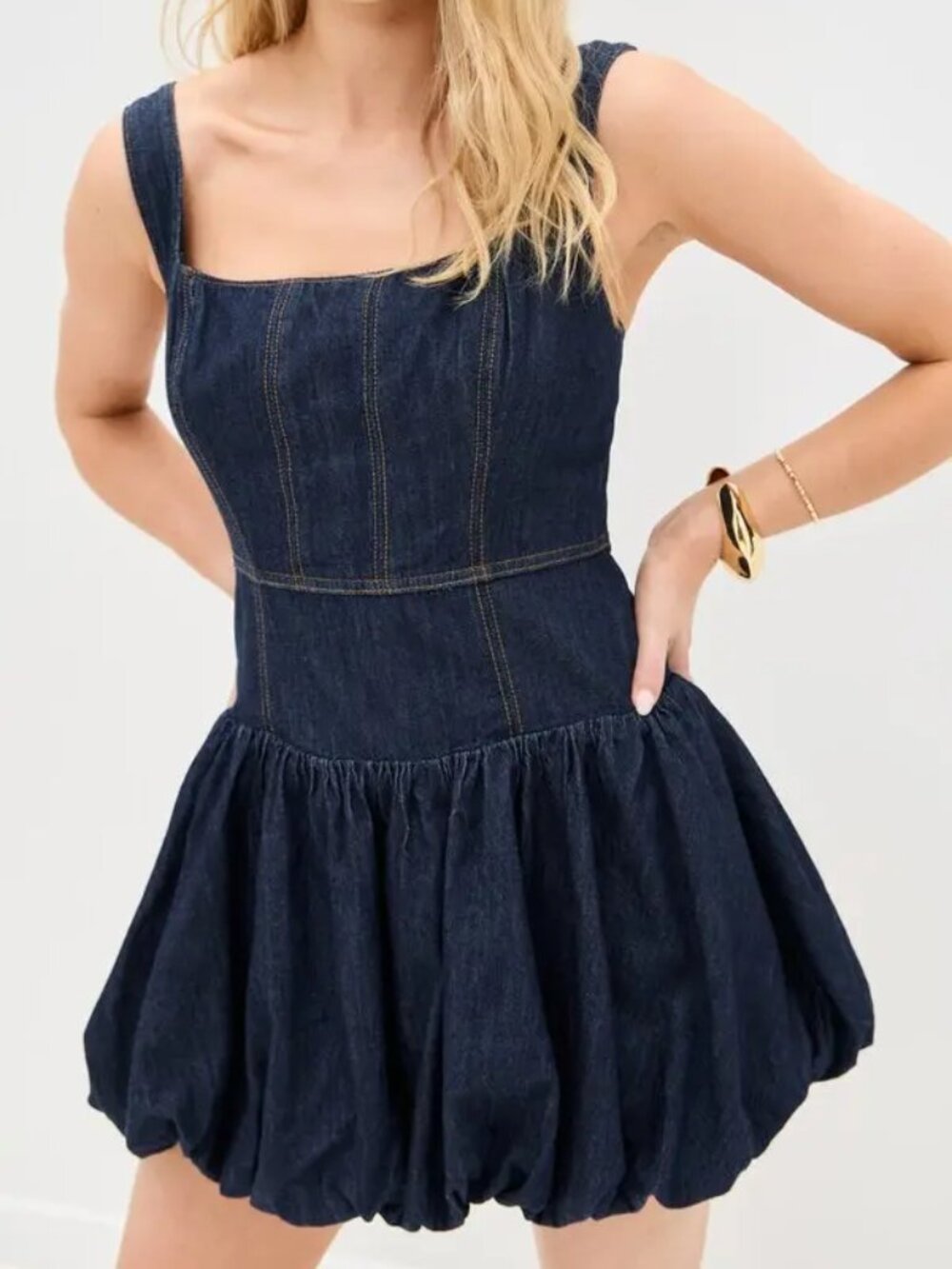 NWT Reformation Delia Denim Mini Dress in liffey Sz 8 #MD2270